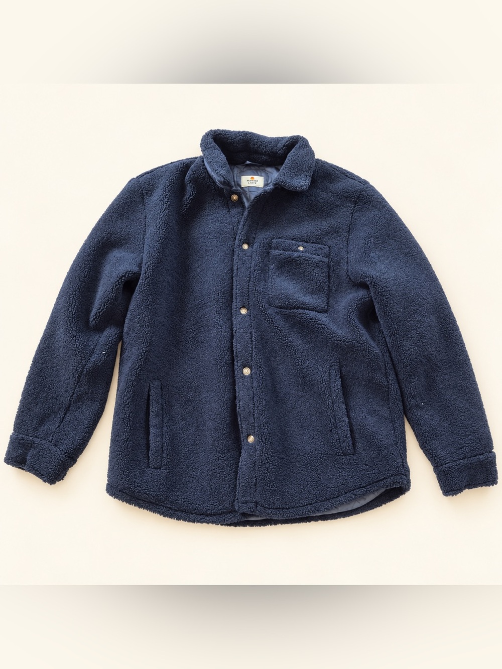 Marine Layer Navy Sherpa Fleece Shirt Jacket XL Quilted Lined